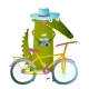 Traveling Crocodile Tourist with Suitcase Camera