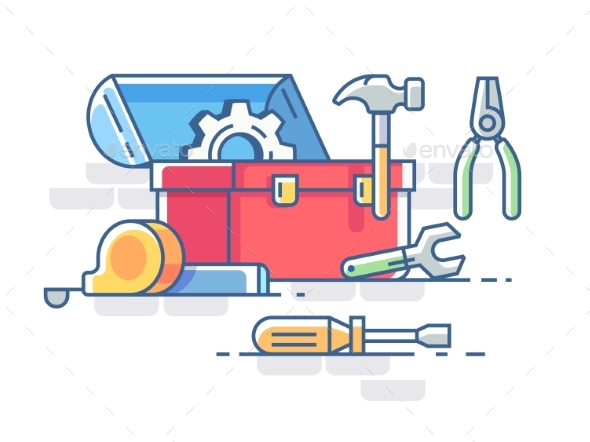 Open Box with Tools - Man-made Objects Objects