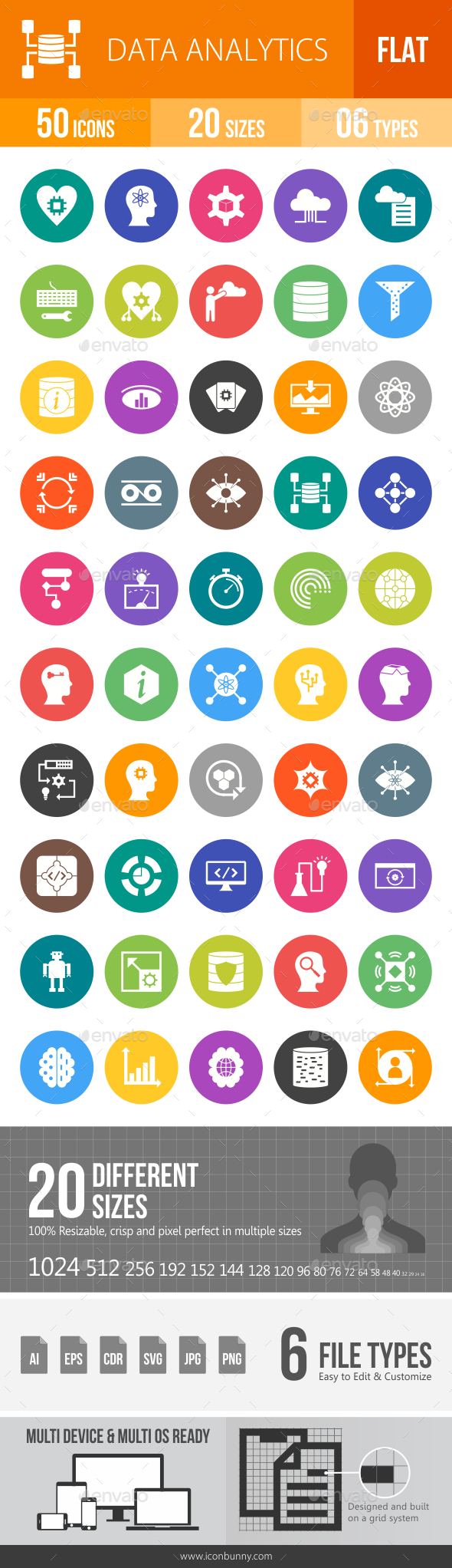 Data Analytics Flat Round Icons - Icons