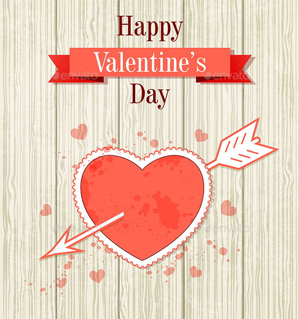 Valentine Card with Red Heart - Valentines Seasons/Holidays