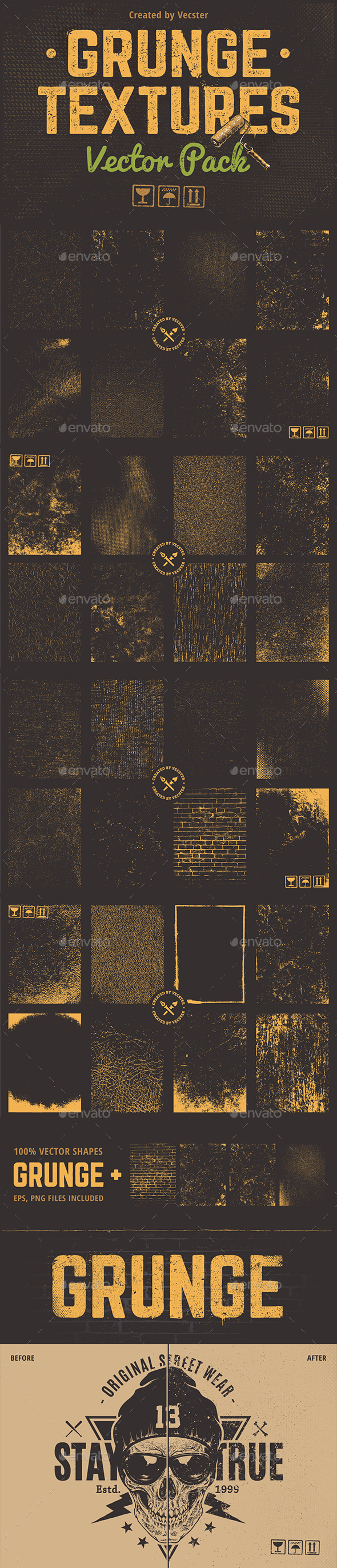 Grunge Textures Vector Pack - Vectors