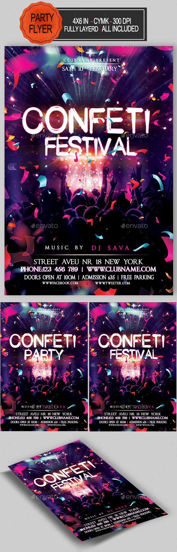 Confetti Flyer - Clubs & Parties Events