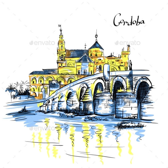Mezquita and Roman Bridge in Cordoba Spain - Landscapes Nature
