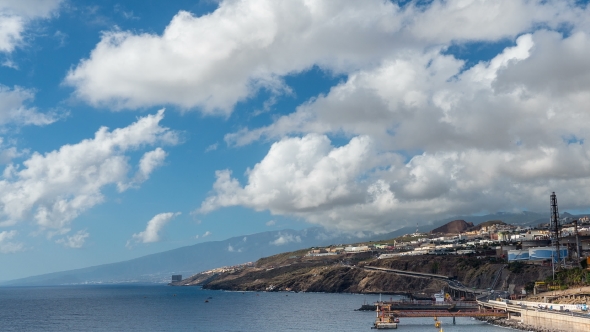The Road Along the Ocean in the City. Canary Islands. Tenerife. Santa Cruz alt
