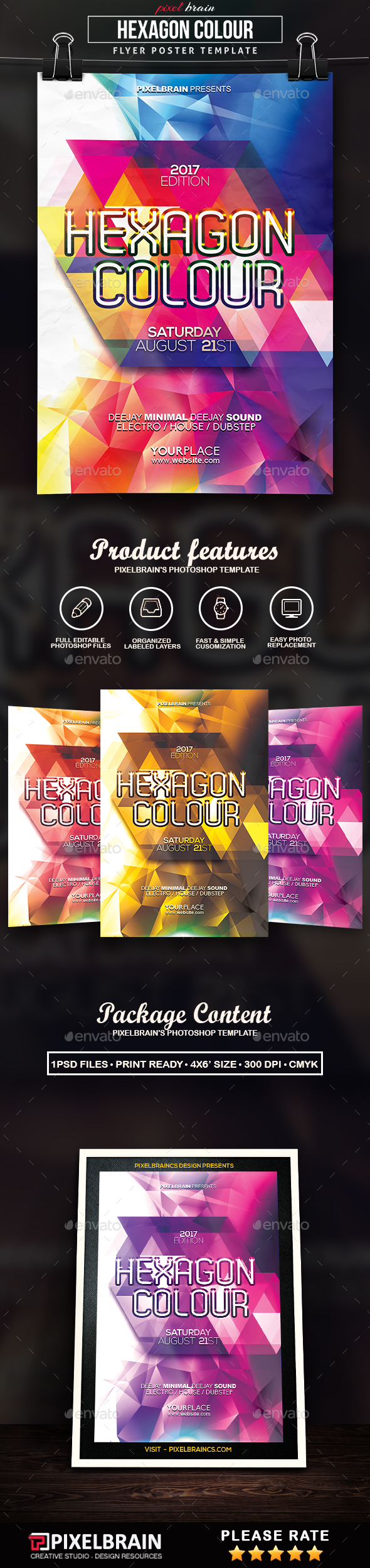 Hexagon Colour Flyer Template - Events Flyers