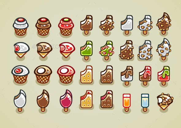 Bitten Ice Creams - Food Objects