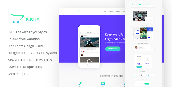E-Buy Apps Landing - ThemeForest 19330189
