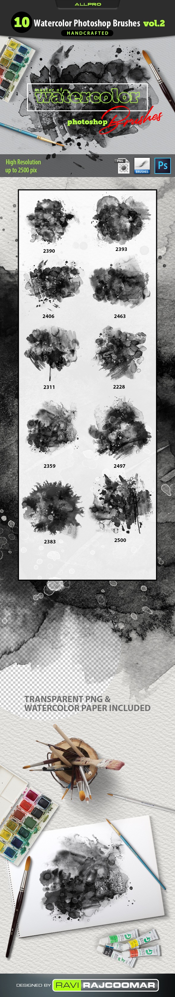 Master of Watercolor Brushes Vol.2 - Brushes Photoshop