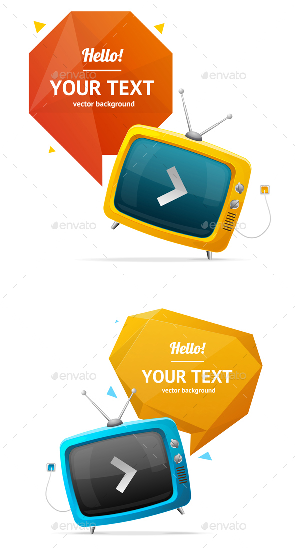 Retro TV with Bubble Speech. Vector - Concepts Business