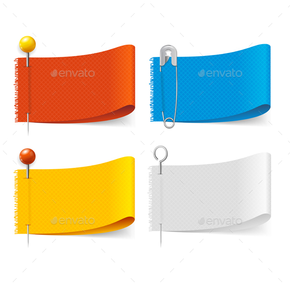 Realistic Fabric Clothing Labels and Pins Set - Miscellaneous Vectors