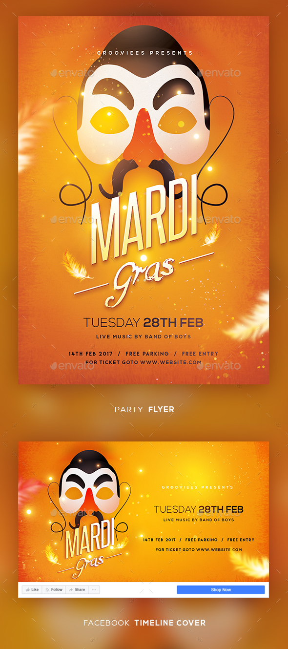 Mardi Gras Party Flyer - Clubs & Parties Events