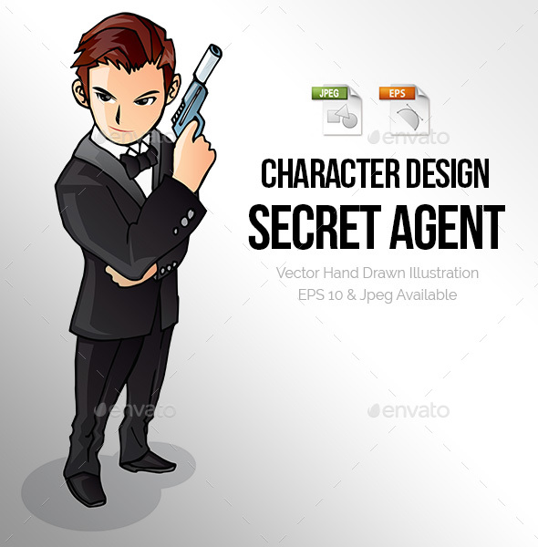 Secret Agent Spy Character Illustration - People Characters