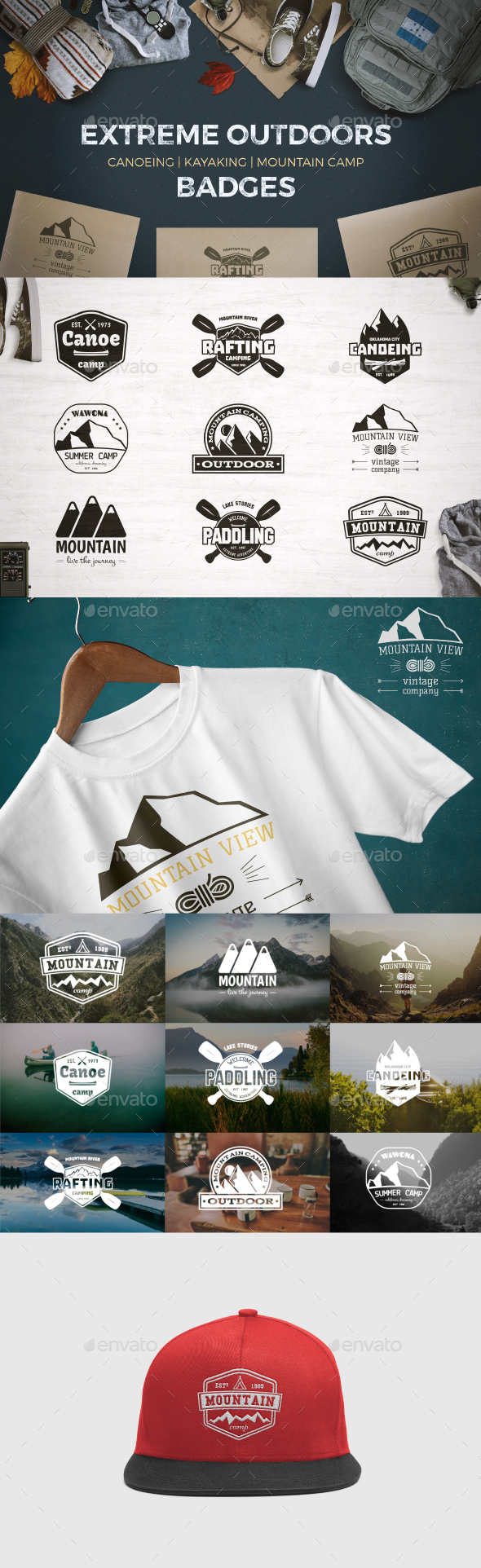 9 Outdoor Badges and Labels. - Badges & Stickers Web Elements