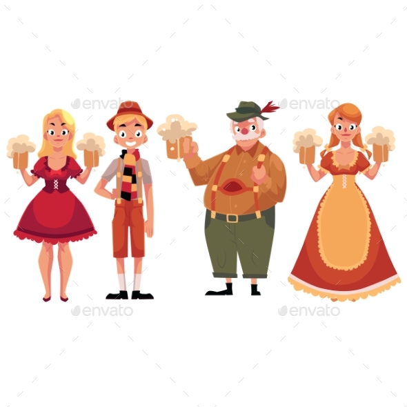 People in Traditional German Bavarian Costume - People Characters