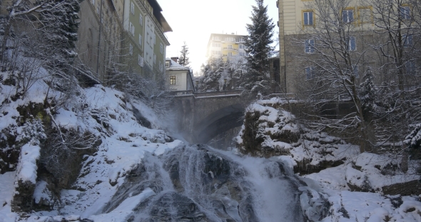 Waterfall in Winter City