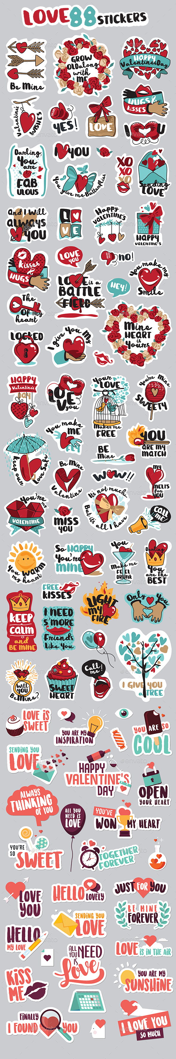 LOVE Stickers - Web Elements