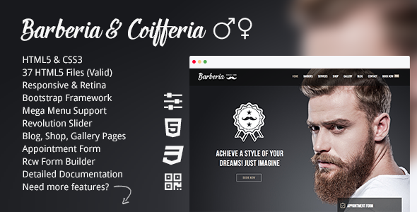 Barberia | Barber Hair Salon Responsive Template by Template-World