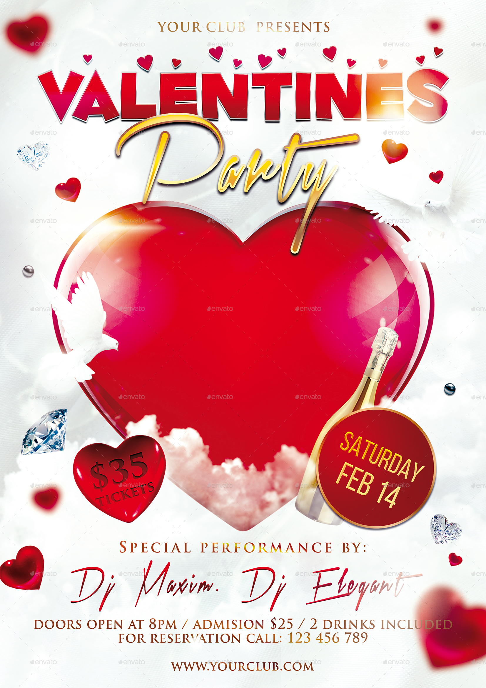 VALENTINE PARTY FLYER, Print Templates | GraphicRiver