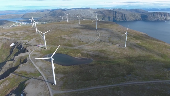 Windmills for Electric Power Production Havoygavelen Windmill Park Norway alt