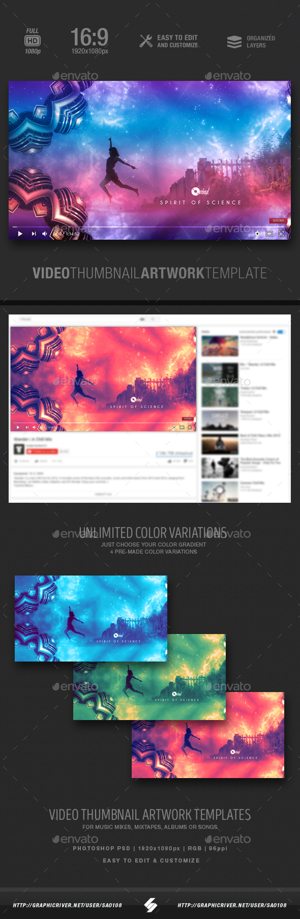 Spirit of Science - Video Thumbnail Artwork Template - YouTube Social Media