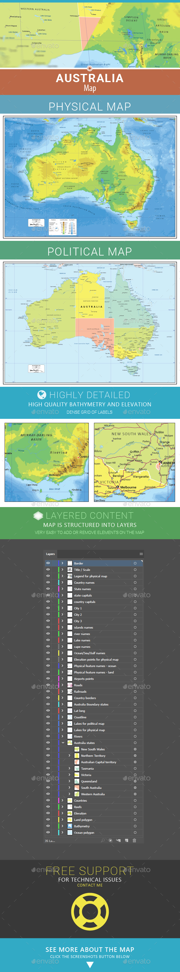Australia Layered Vector Map - Miscellaneous Vectors