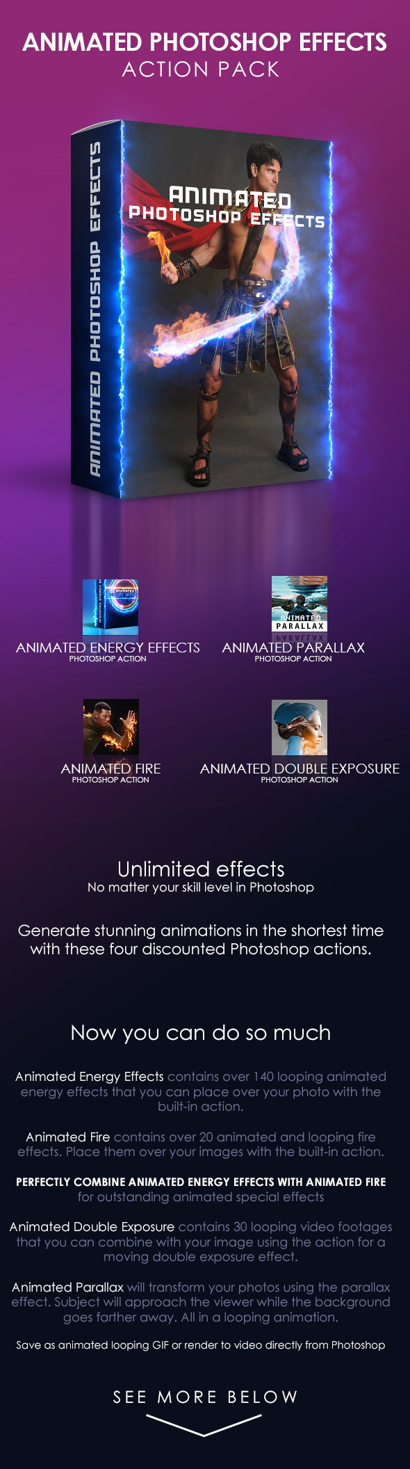 Animated Photoshop Effects Action Pack - Photo Effects Actions