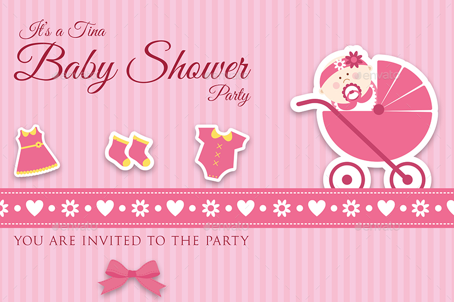 Baby Shower Party Postcard Template Vo.l2, Print Templates GraphicRiver