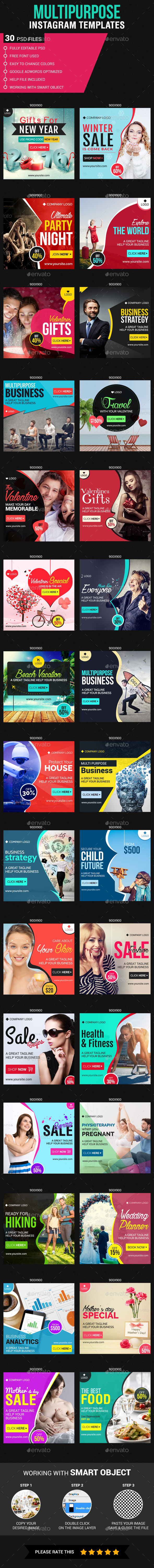 Multipurpose Instagram Templates - Banners & Ads Web Elements