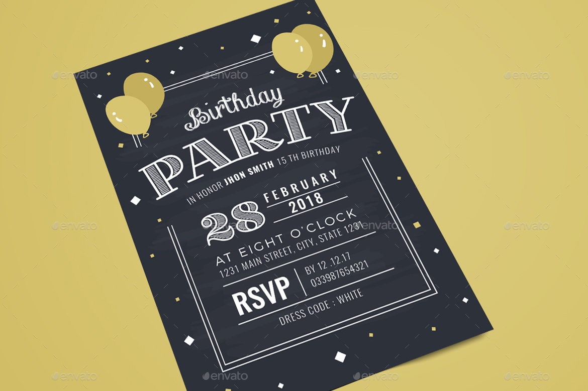 Download Chalkboard Birthday Invitation By Guuver Graphicriver