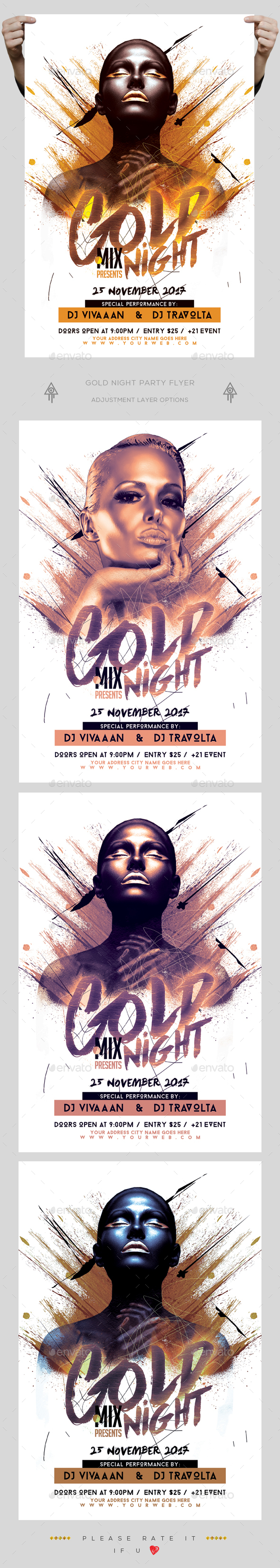 Gold Night Party Flyer - Clubs & Parties Events