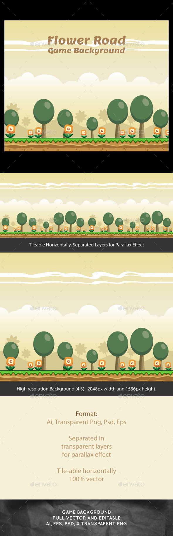 Flower Road Game Background - Backgrounds Game Assets