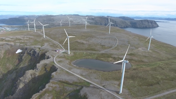 Windmills for Electric Power Production Havoygavelen Windmill Park Norway alt