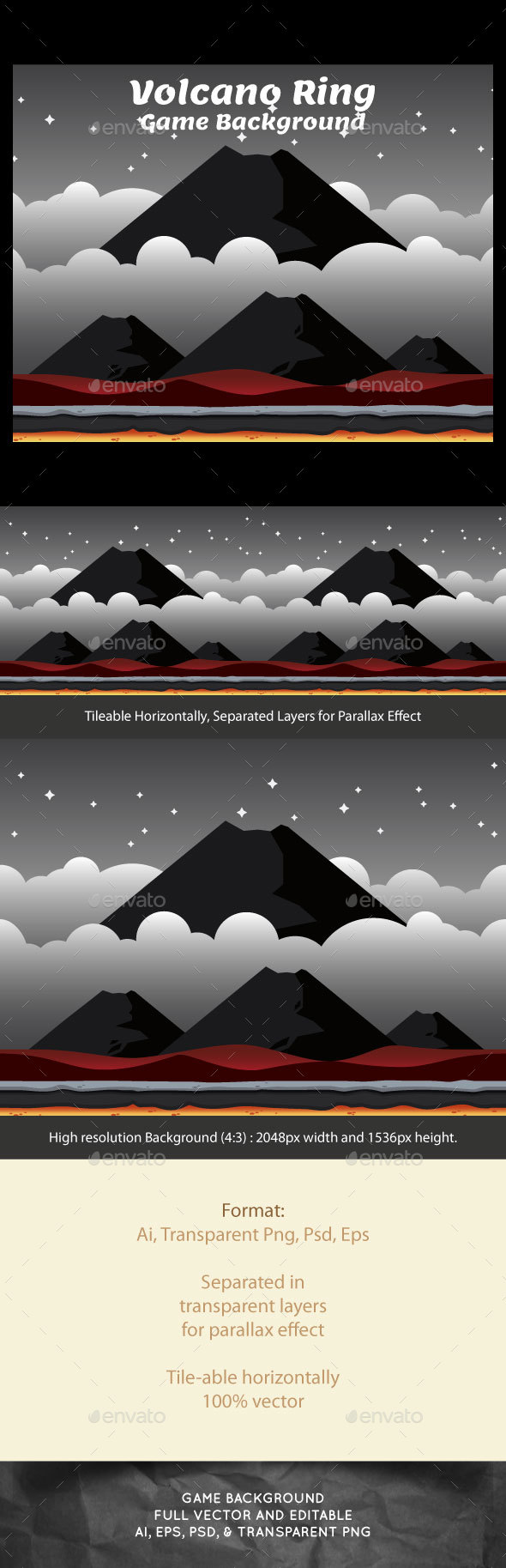 Volcano Ring Game Background - Backgrounds Game Assets