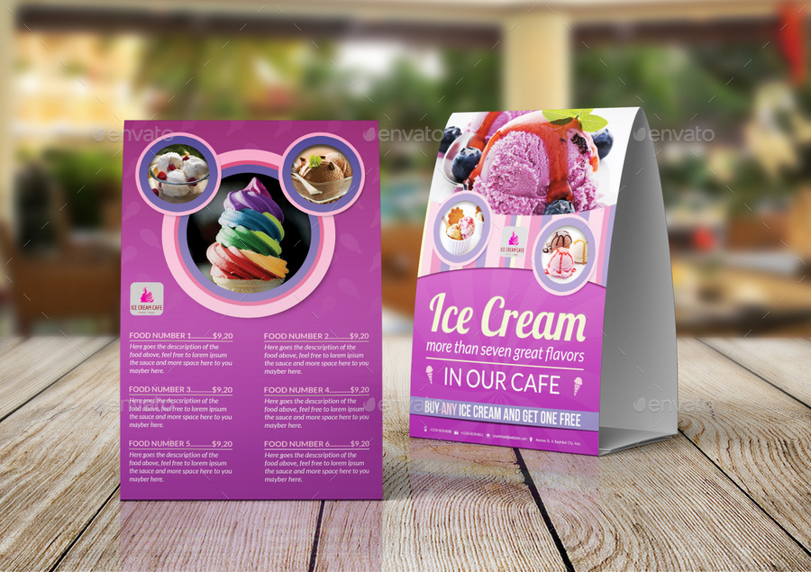 Ice Cream Table Tent Template Vol.5, Print Templates | GraphicRiver