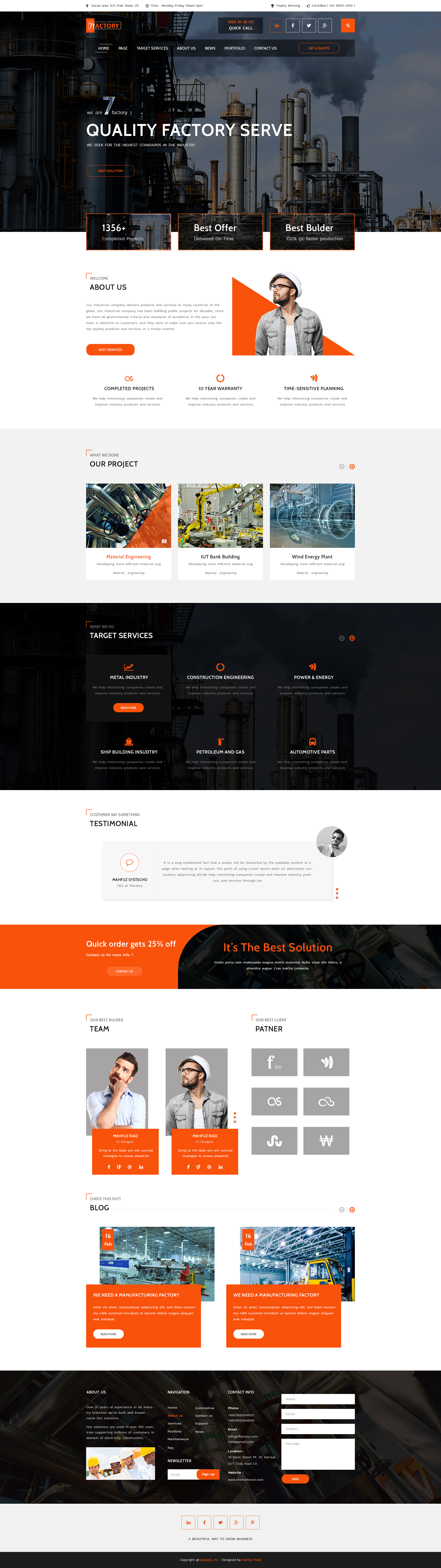 7factory Industrial Manufacturing Psd Template By Template Mr Themeforest Free Manufacturing Website Templates