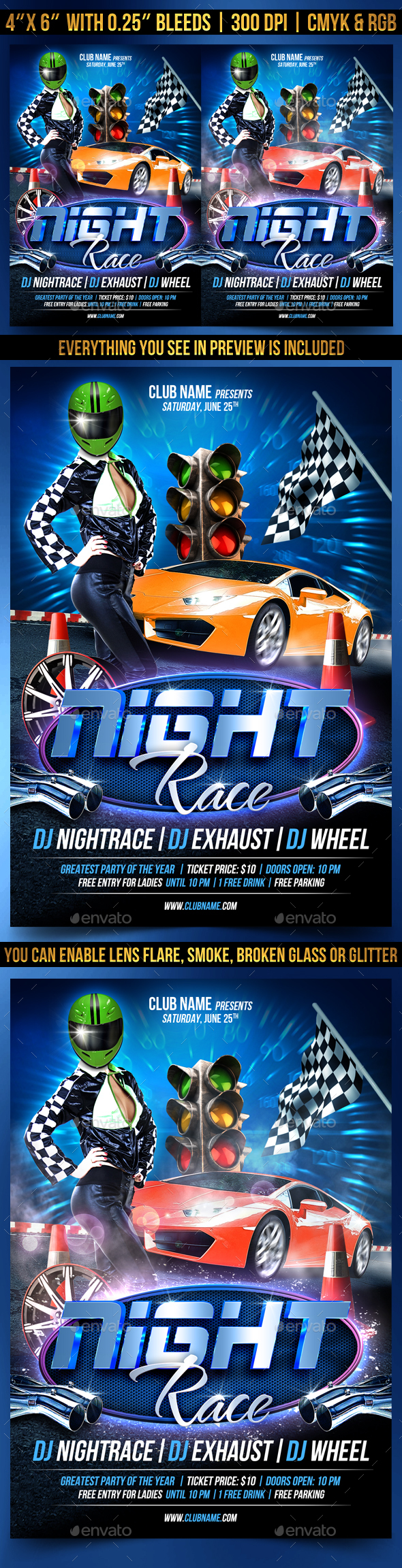Night Race Flyer Template - Events Flyers