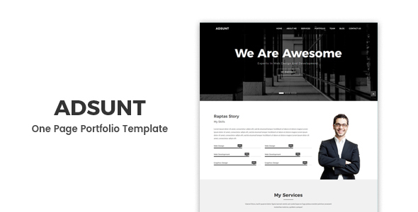 Excellent Adsunt - One Page Portfolio Template