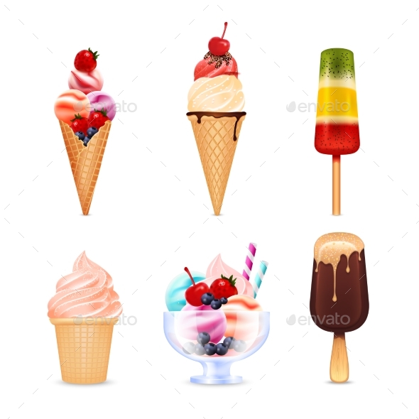 Ice Cream Realistic Set