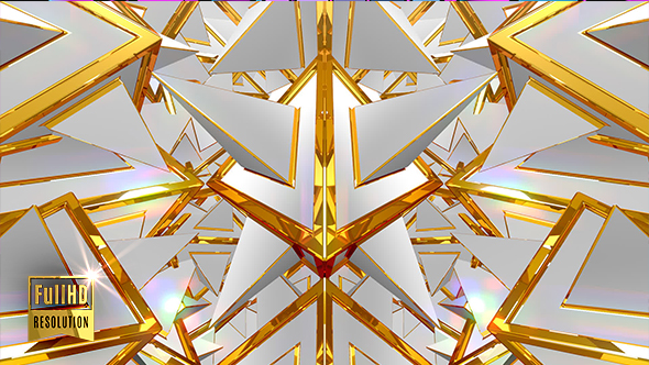 White Gold Fantasy 3D Geometric Shapes Pattern