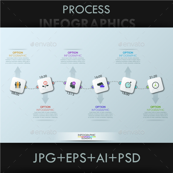 Modern Infographic 6 Steps Timeline Template - Infographics