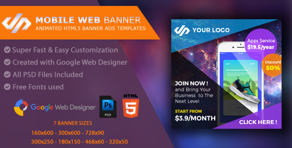 HTML5 Mobile Web – GWD – 7 Sizes Nulled
