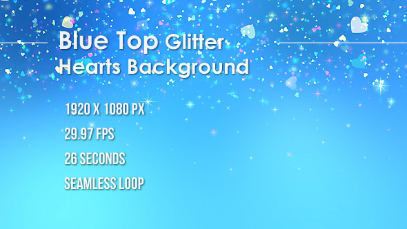 Blue Glitter Hearts On Top Position Background alt