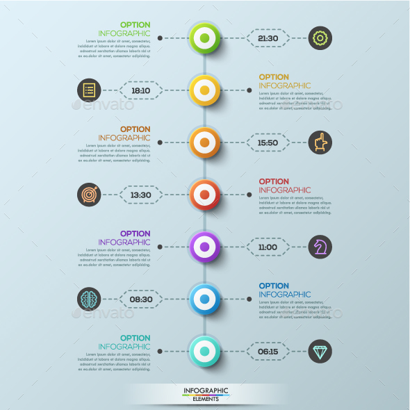 Modern Infographic 7 Steps Timeline Template - Infographics