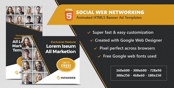 Social Web Banners - HTML5 Ad Templates by InfiniWeb | CodeCanyon