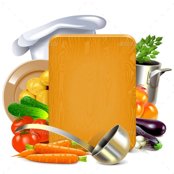 Vector Cooking Board - Food Objects