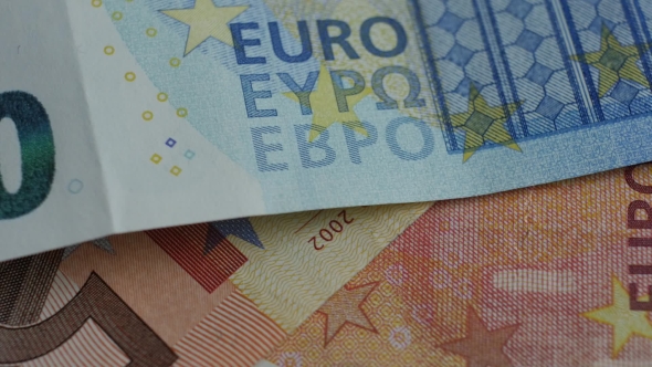 Fragment of Euros Banknotes