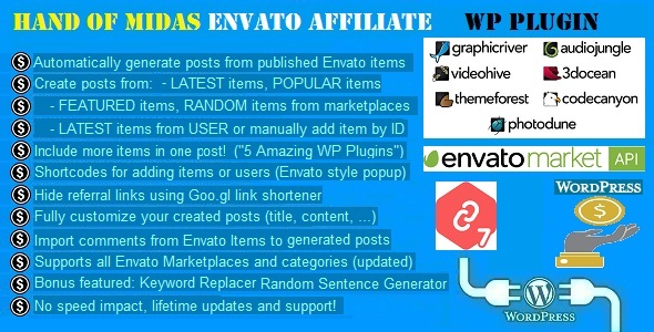 Hand of Midas - Envato Affiliate Money Generator Plugin for WordPress - CodeCanyon Item for Sale