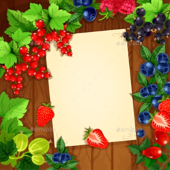 Berries Recipe or Message Note Blank Form - Food Objects