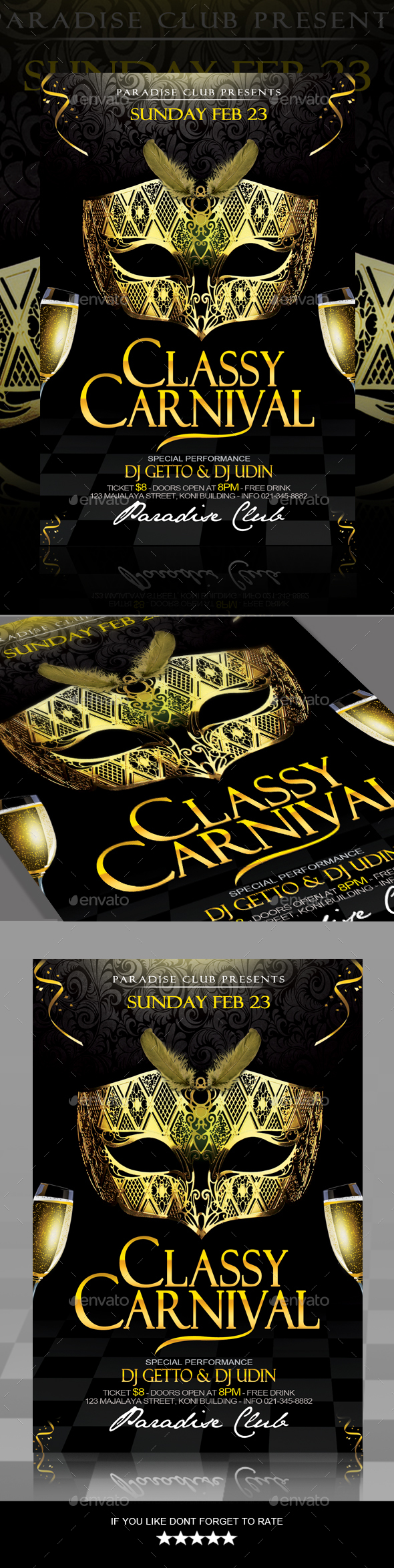 Classy Carnival or Masquerade Ball Flyers - Clubs & Parties Events
