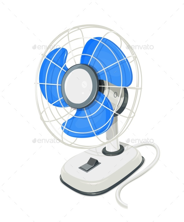 Desk Air Electric Fan with Button - Man-made Objects Objects